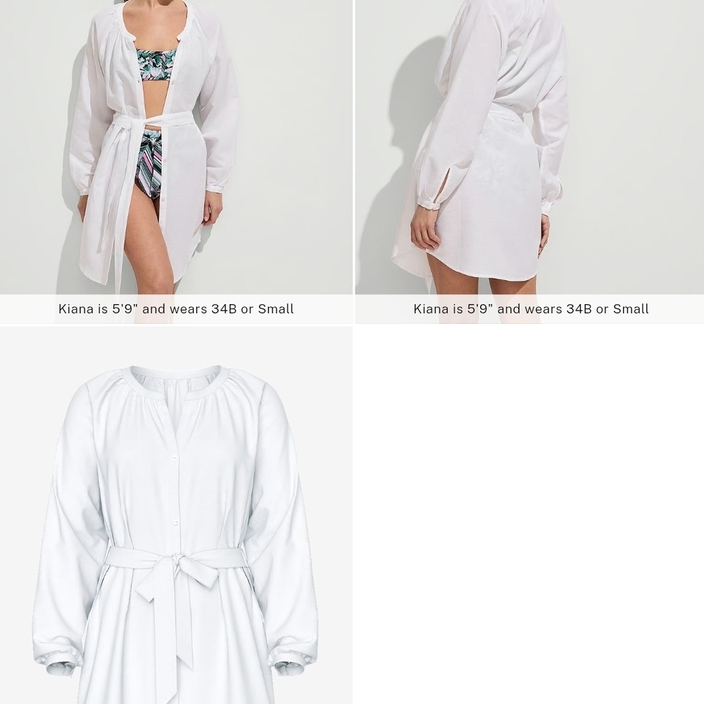 Victoria's Secret SwimBeachwear Linen Easy Button-Up Dress White